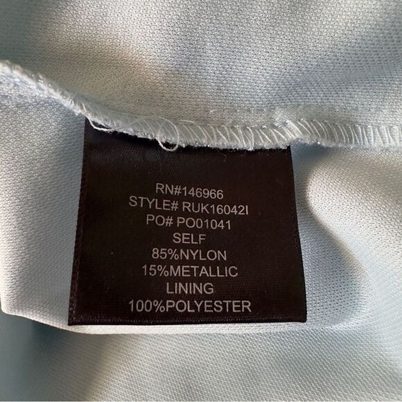 Crystal Doll Powder Blue Shimmery Side Ruched Bodycon Dress Size 9 - Picture 15 of 16